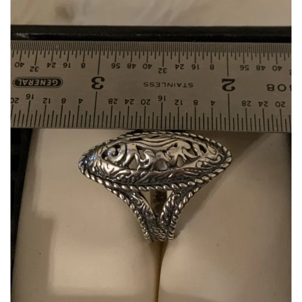 Vintage Carolyn Pollack Sterling Silver Ring Sz 7.25 Floral Swirl - Picture 6 of 7